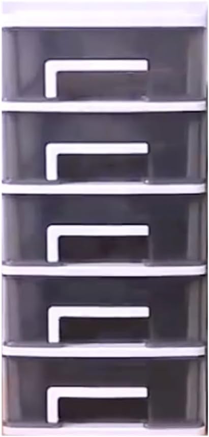 5-Tier Drawer Desktop Storage Bin Unit, White Frame Mini Organizer Box with Clear Drawer, Small Container Case for Desk Accessory, ng Craft, Stationery