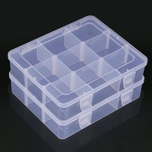 2 Pcs 9 Grids Clear Organizer Box Plastic Storage Container with Adjustable Dividers for Electronics Jewelry Beads Art  Crafts Fishing Small Parts