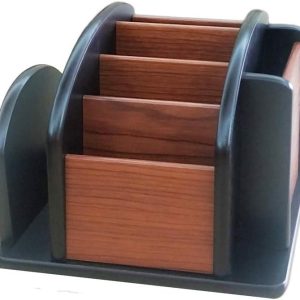 Rotatable remote control organizer wooden multi-purpose pen holder multi compartment storage and sorting box office and home desktop organizer