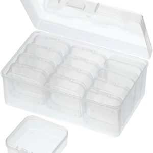 7x4.3x2.8 Inch Nail Charm Organizer, Craft Organizers and Storage Box Grids Clear Plastic Organizer Box Bead Organizer Art Crafts Jewelry Fishing Tools, Transparent