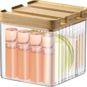 Lipstick Organizer, Desktop Storage Box with Lid and Divider, Cosmetic Organizer for Lipsticks, Small Skin Care Products, Cosmetics